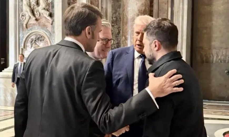 Tensão diplomática: Macron evita apertar a mão de Trump no funeral do Papa